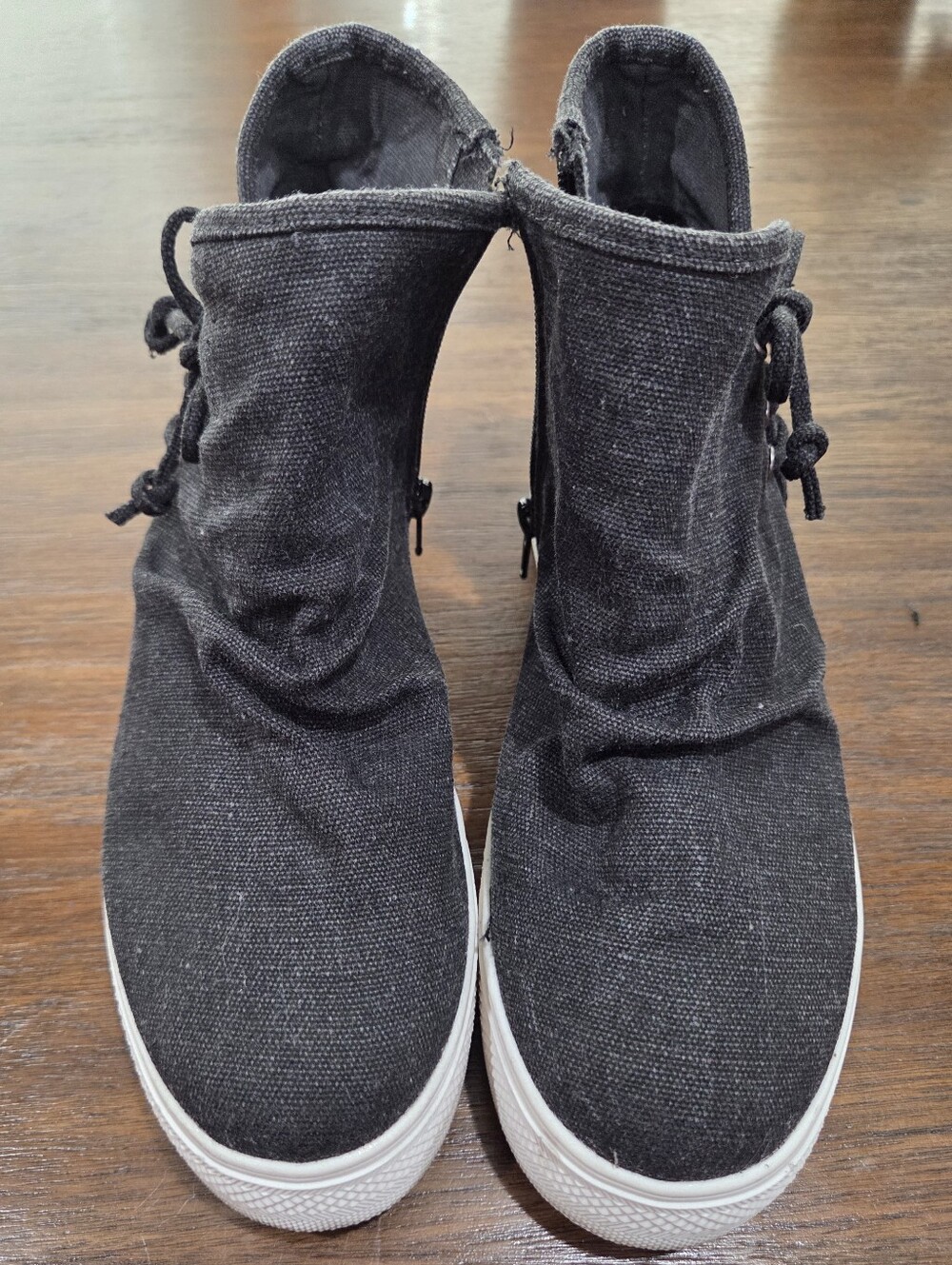 Women's Black Canvas High-Top Wedge Slip-On Sneakers - Size 8 1/2